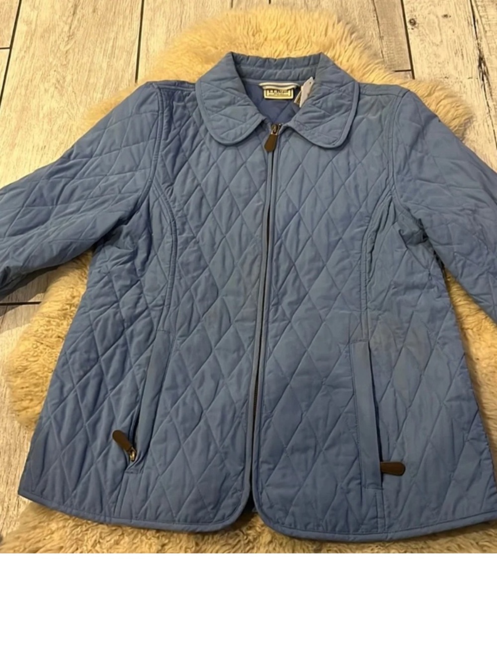 L.L. Bean Women's Blue Quilted spring Jacket size large equestrian jacket cowgir - Picture 2 of 6